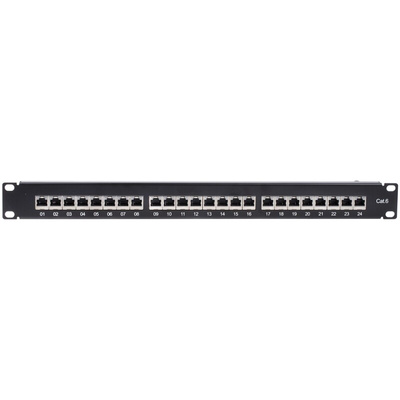 RS PRO Cat6 24 Port RJ45 RJ Patch Panel STP 1U Black