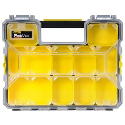 Stanley 10 Cell Black, Yellow Compartment Box, 74mm x 446mm x 357mm