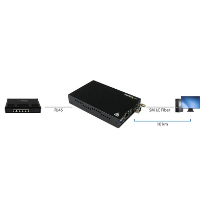 StarTech.com LC, RJ45 Media Converter, Single Mode, 10/100/1000Mbit/s, Half/Full Duplex 10km