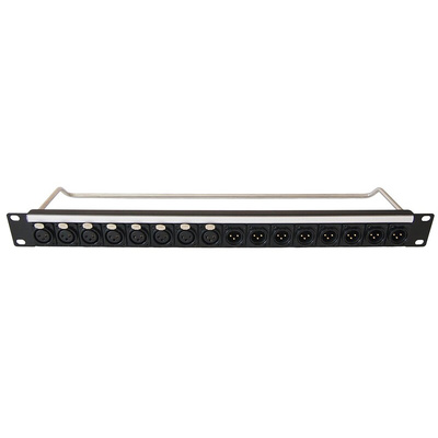 XLR 2 x 8 Port Loaded Rack Patch Panel, 1U Rack Height