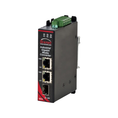 Red Lion RJ45 Media Converter, 10/100 Mbps, 1000 Mbps, Half/Full Duplex 80km