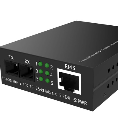 RJ45, ST Ethernet Media Converter, Multi Mode, 10/100Mbit/s, Half/Full Duplex 2km