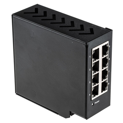 RS PRO DIN Rail Mount Ethernet Switch, 8 RJ45 Ports, 10/100Mbit/s Transmission