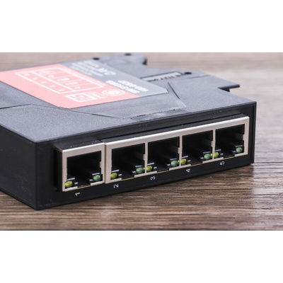 RS PRO DIN Rail Mount Ethernet Switch, 5 RJ45 Ports, 1000Mbit/s Transmission, 5 → 30V dc