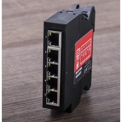 RS PRO DIN Rail Mount Ethernet Switch, 5 RJ45 Ports, 1000Mbit/s Transmission, 5 → 30V dc