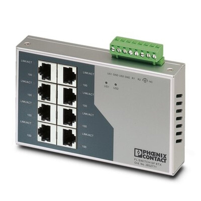 Phoenix Contact FL SWITCH SF 8TX Series DIN Rail Mount Ethernet Switch, 8 RJ45 Ports, 100Mbit/s Transmission, 24V dc