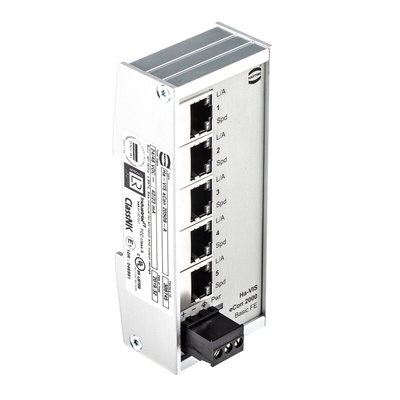 HARTING DIN Rail Mount Ethernet Switch, 5 RJ45 Ports, 10/100Mbit/s Transmission, 24V dc