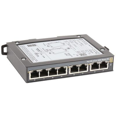 HARTING DIN Rail Mount Ethernet Switch, 8 RJ45 Ports, 10/100Mbit/s Transmission, 48V dc