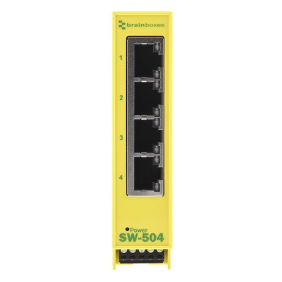 Brainboxes DIN Rail Mount Ethernet Switch, 4 RJ45 Ports