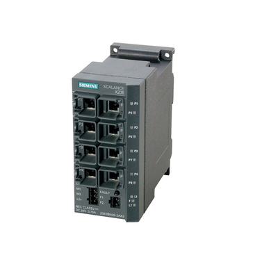 Siemens DIN Rail, Wall Ethernet Switch, 8 RJ45 Ports, 10/100Mbit/s Transmission, 24V dc