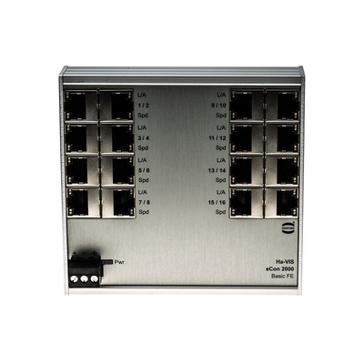 HARTING DIN Rail Mount Unmanaged Ethernet Switch, 16 RJ45 Ports, 10/100Mbit/s Transmission, 24/48V dc