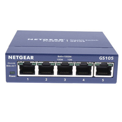 Netgear ProSAFE GS105, Unmanaged 5 Port Ethernet Switch Type G - British 3-Pin