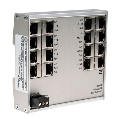 HARTING Ha-VIS Series DIN Rail Mount Ethernet Switch, 16 RJ45 Ports, 10/100/1000Mbit/s Transmission, 24V dc
