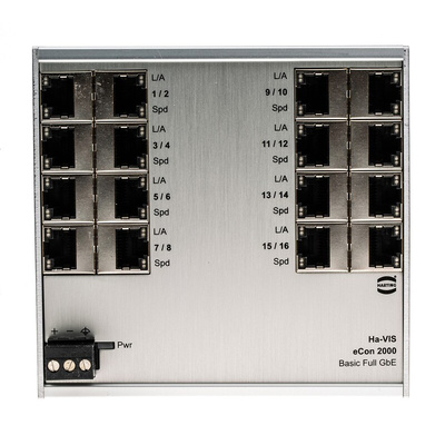 HARTING Ha-VIS Series DIN Rail Mount Ethernet Switch, 16 RJ45 Ports, 10/100/1000Mbit/s Transmission, 24V dc