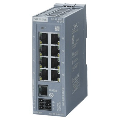 Siemens XB208 Series DIN Rail Mount Ethernet Switch, 8 RJ45 Ports, 10/100Mbit/s Transmission, 24V dc
