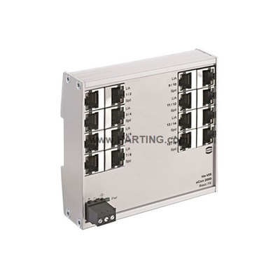 HARTING Ha-VIS eCon 2000 Series DIN Rail Mount Industrial Hub, 16 RJ45 Ports, 100Mbit/s Transmission, 48V dc