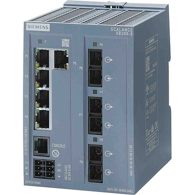 Siemens SCALANCE XB-200 Series DIN Rail Mount Ethernet Switch, 5 RJ45 Ports, 10/100Mbit/s Transmission, 24V dc