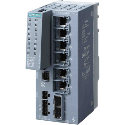 Siemens SCALANCE Series DIN Rail, Wall Ethernet Switch, 6 RJ45 Ports, 10/100/1000Mbit/s Transmission, 24V dc