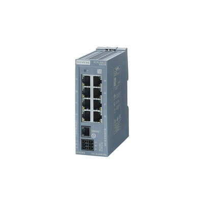 Siemens SCILANCE XB-200 Series DIN Rail Mount Ethernet Switch, 8 RJ45 Ports, 10/100Mbit/s Transmission, 24V dc