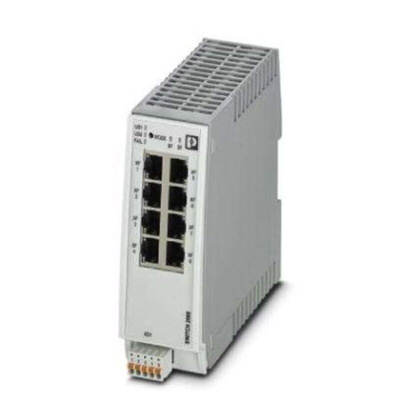 Phoenix Contact DIN Rail Mount Ethernet Switch, 8 RJ45 Ports, 10/100Mbit/s Transmission, 24V dc