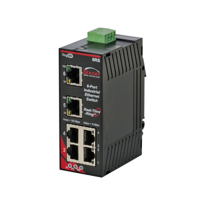 Red Lion DIN Rail Mount Ethernet Switch, 6 RJ45 Ports, 10 → 30V dc