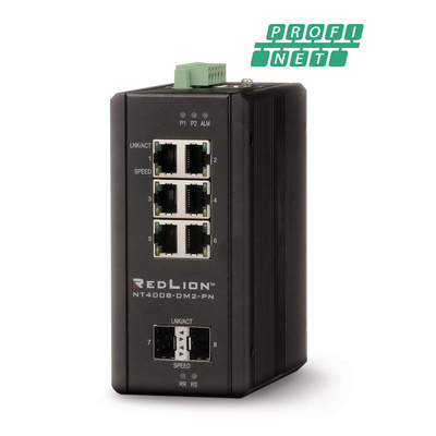 Red Lion NT-4008 Series DIN Rail Mount Ethernet Switch, 6 RJ45 Ports, 12 → 58V dc