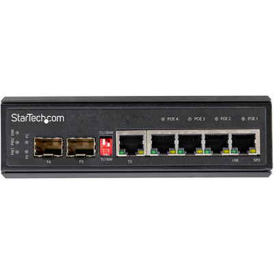 StarTech.com IES1G52UP12V, Unmanaged 6 Port Gigabit Switch With PoE