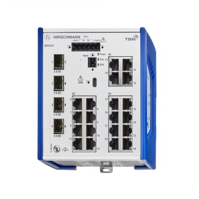 Hirschmann BOBCAT Series DIN Rail Mount Ethernet Switch, 24 RJ45 Ports, 1000 → 2500Mbit/s Transmission, 12 → 24V dc