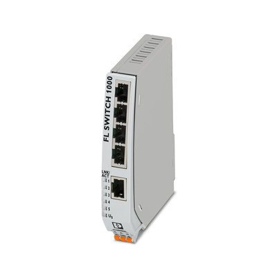 Phoenix Contact FL SWITCH 1000 Series Ethernet Switch, 5 RJ45 Ports, 10/100Mbit/s Transmission, 24V