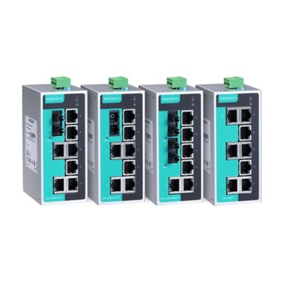 MOXA Unmanaged Ethernet Switch, 7 RJ45 Ports, 100Mbit/s Transmission, 9.6 → 60V dc