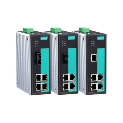 MOXA Unmanaged Ethernet Switch, 5 RJ45 Ports, 100Mbit/s Transmission, 9.6 → 60V dc