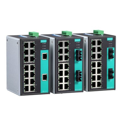 MOXA Unmanaged Ethernet Switch, 16 RJ45 Ports, 100Mbit/s Transmission, 9.6 → 60V dc