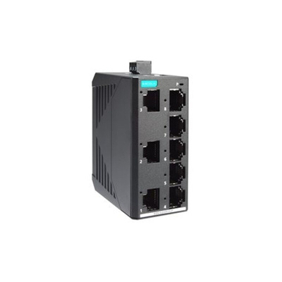 MOXA EDS-G2008-ELP Series DIN Rail Mount Ethernet Switch, 8 RJ45 Ports, 10/100/1000Mbit/s Transmission, 9.6 →