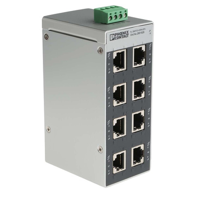 Phoenix Contact FL SWITCH SFN 8TX Series DIN Rail Mount Ethernet Switch, 8 RJ45 Ports, 100Mbit/s Transmission, 24V dc