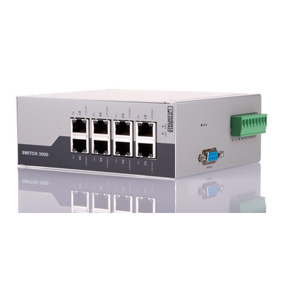 Phoenix Contact FL SWITCH 3008 Series DIN Rail Mount Ethernet Switch, 8 RJ45 Ports, 100Mbit/s Transmission, 24V dc