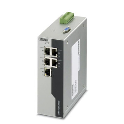 Phoenix Contact FL SWITCH 3005T Series DIN Rail Mount Ethernet Switch, 5 RJ45 Ports, 100Mbit/s Transmission, 24V dc