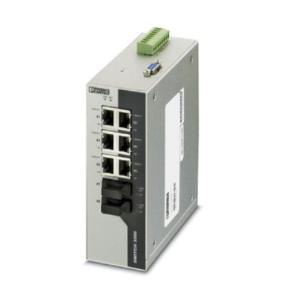 Phoenix Contact FL SWITCH 3006T-2FX Series DIN Rail Mount Ethernet Switch, 6 RJ45 Ports, 100Mbit/s Transmission, 24V dc