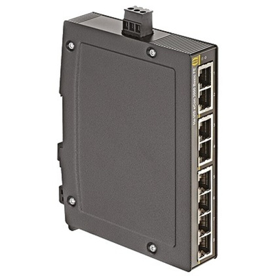 HARTING DIN Rail Mount Ethernet Switch, 8 RJ45 Ports, 10/100Mbit/s Transmission, 54V dc