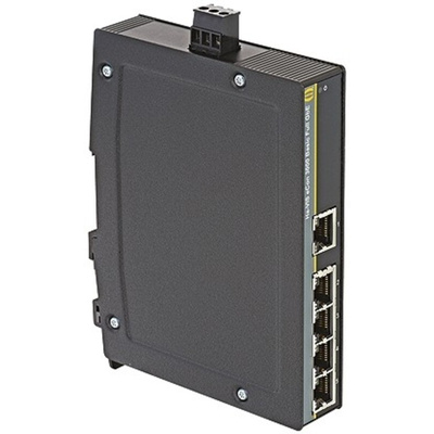 HARTING DIN Rail Mount Ethernet Switch, 5 RJ45 Ports, 10/100/1000Mbit/s Transmission, 48V dc