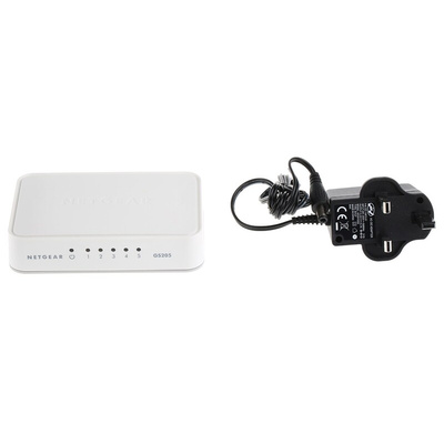 Netgear GS205, Unmanaged 5 Port Ethernet Switch Type G - British 3-Pin