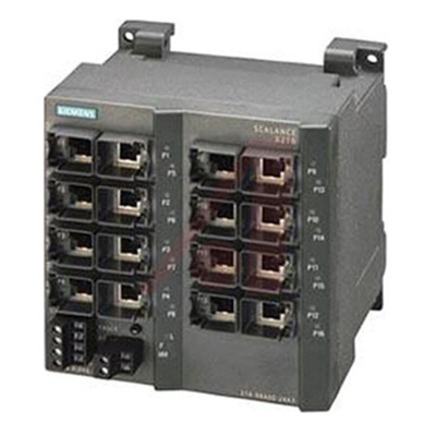 Siemens SCALANCE X216 Series DIN Rail, Wall Ethernet Switch, 16 RJ45 Ports, 10/100Mbit/s Transmission, 24V dc