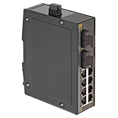 HARTING Ha-VIS eCon 3000 Series DIN Rail Mount Unmanaged Ethernet Switch, 8 RJ45 Ports, 10/100Mbit/s Transmission, 48V