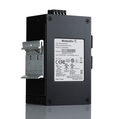 Weidmuller IE-SW-BL08 Series DIN Rail Mount Unmanaged Ethernet Switch, 6 RJ45 Ports, 100Mbit/s Transmission, 12/24/48V