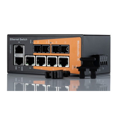 Weidmuller IE-SW-BL08 Series DIN Rail Mount Unmanaged Ethernet Switch, 6 RJ45 Ports, 100Mbit/s Transmission, 12/24/48V