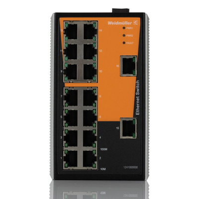 Weidmuller DIN Rail Mount Ethernet Switch, 16 RJ45 Ports, 12/24/48V
