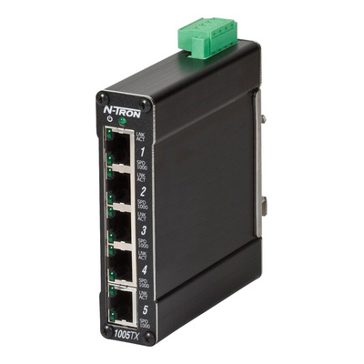 Red Lion 1005TX Series DIN Rail Mount Ethernet Switch, 5 RJ45 Ports