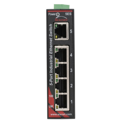 Red Lion DIN Rail Mount Ethernet Switch, 5 RJ45 Ports
