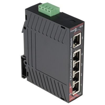 Red Lion DIN Rail Mount Ethernet Switch, 5 RJ45 Ports