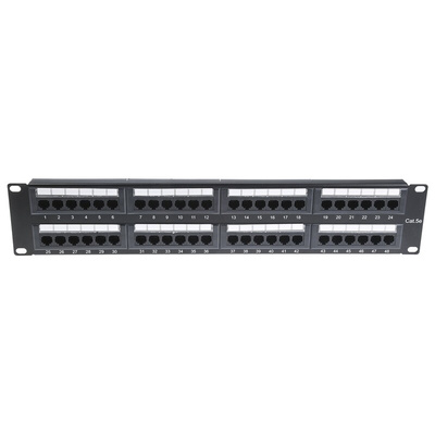RS PRO Cat5e 48 Port RJ45 RJ Patch Panel UTP 2U Black