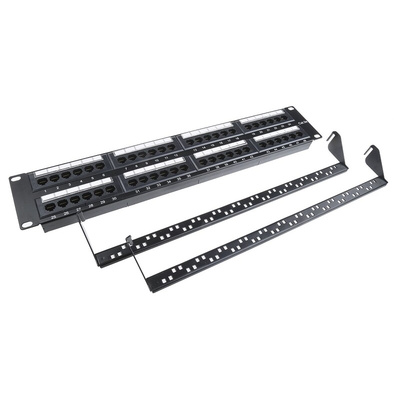 RS PRO Cat5e 48 Port RJ45 RJ Patch Panel UTP 2U Black